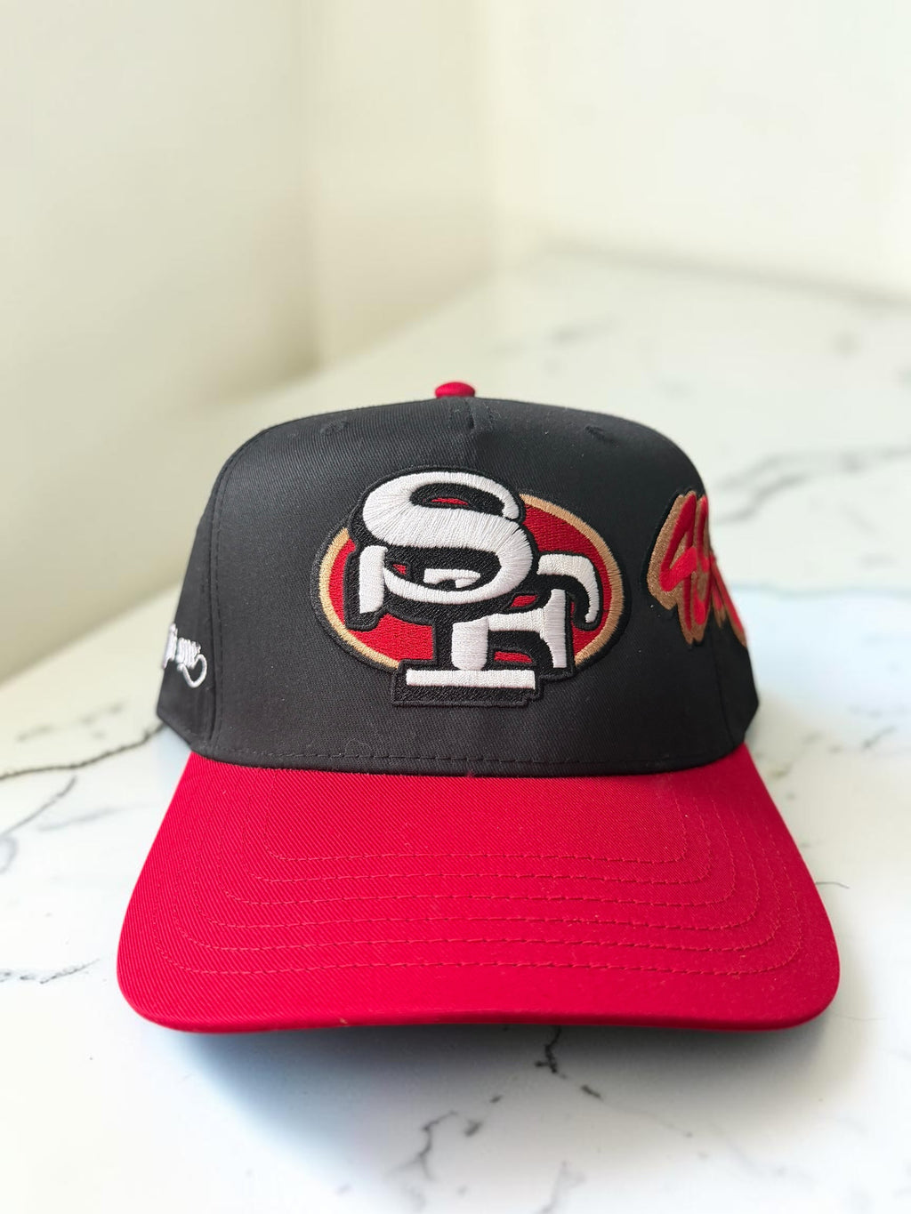 San Francisco 49ers SF Logo Custom Snapback Hat — Black/Red & Cream/Red