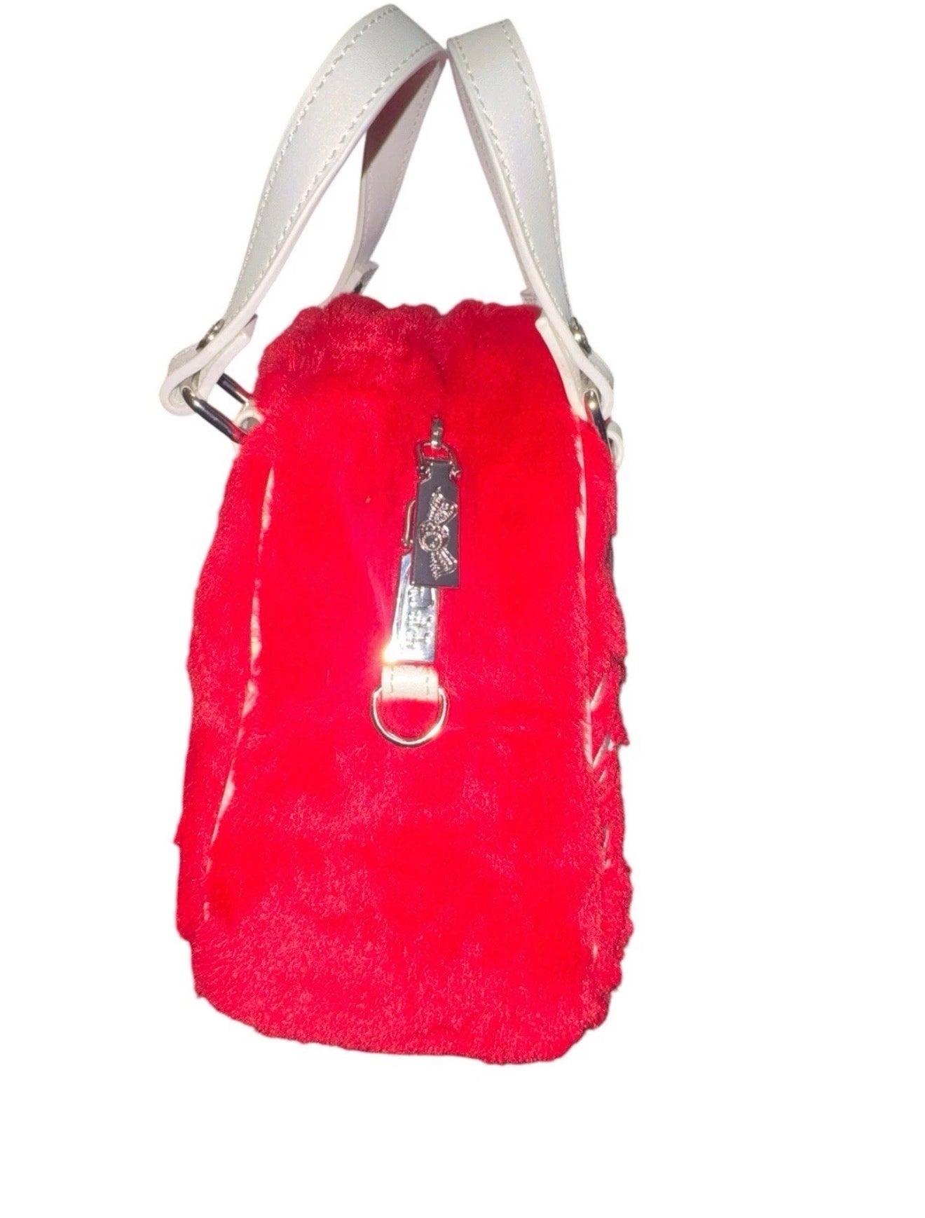 Von Dutch Red Faux Fur Logo Handbag