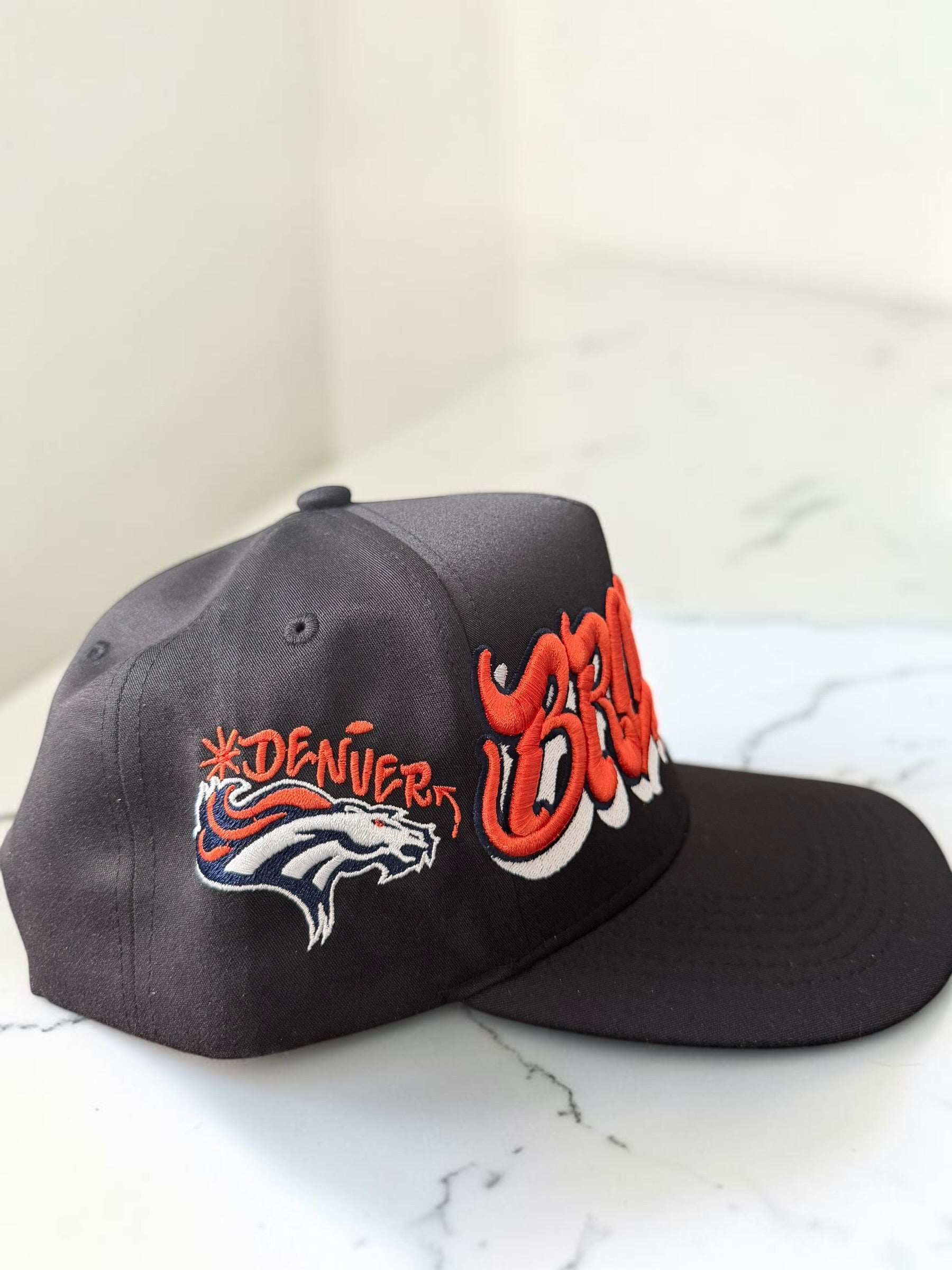 Denver Broncos “Broncos” Custom Snapback Hat — Multiple Colorways