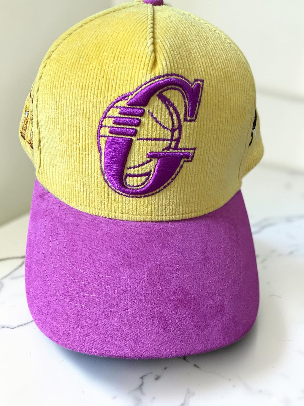 Yellow & Purple Corduroy Championship Snapback Hat