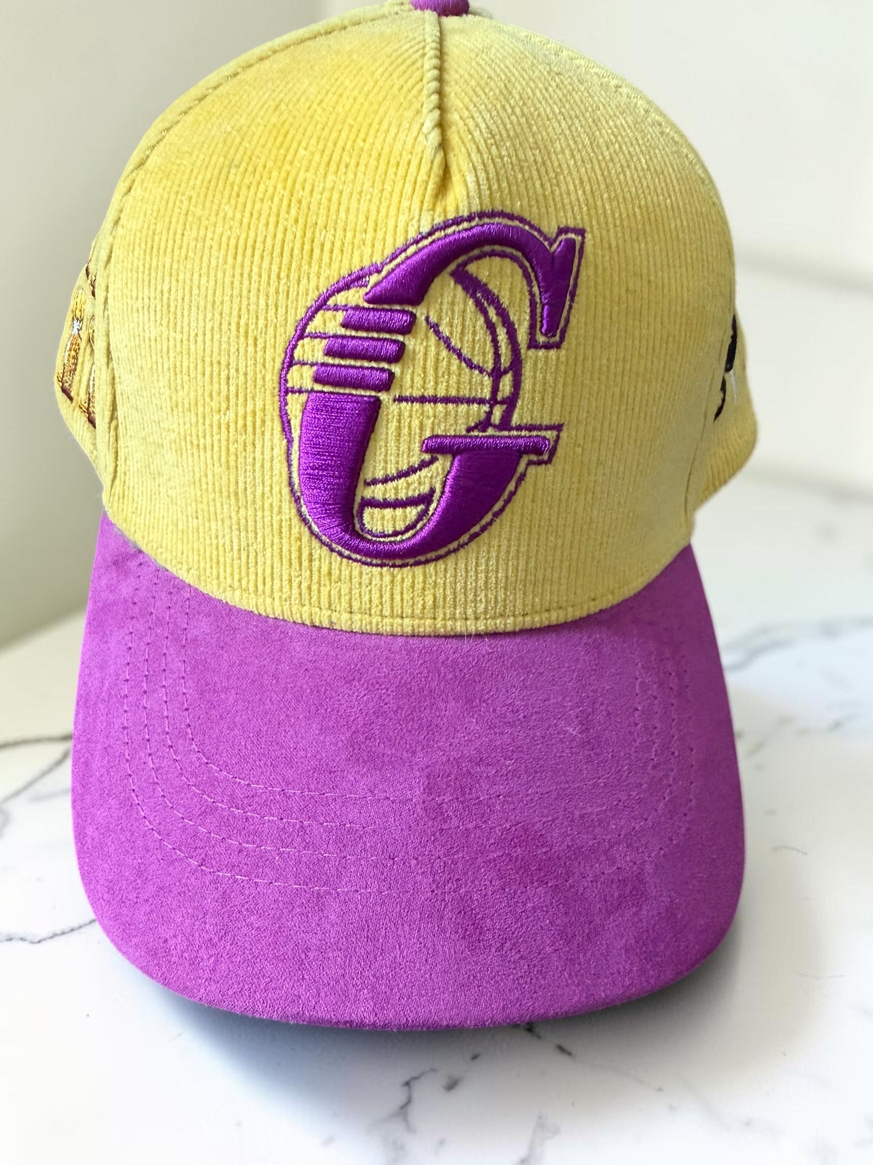 Yellow & Purple Corduroy Championship Snapback Hat
