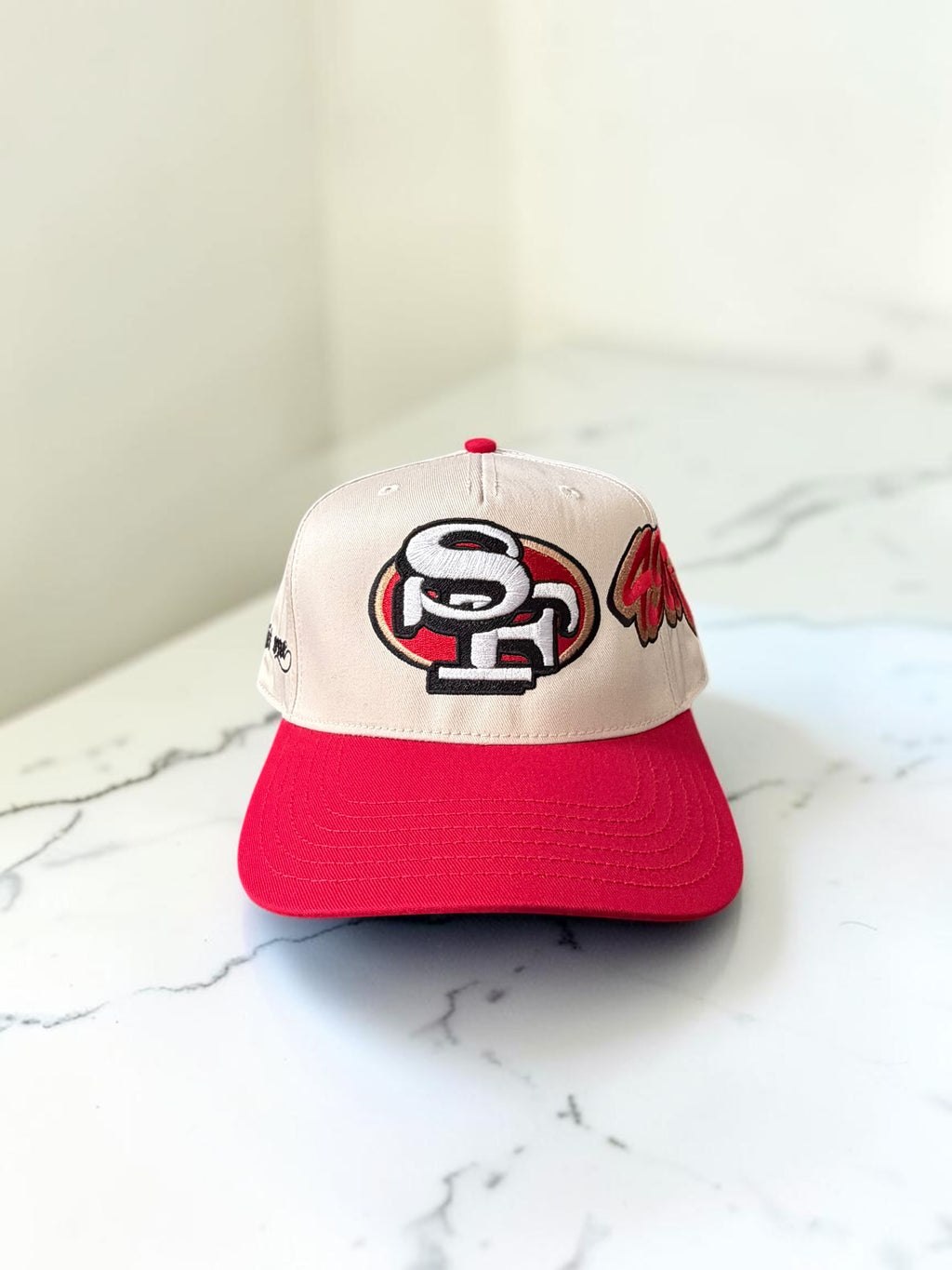 San Francisco 49ers SF Logo Custom Snapback Hat — Black/Red & Cream/Red