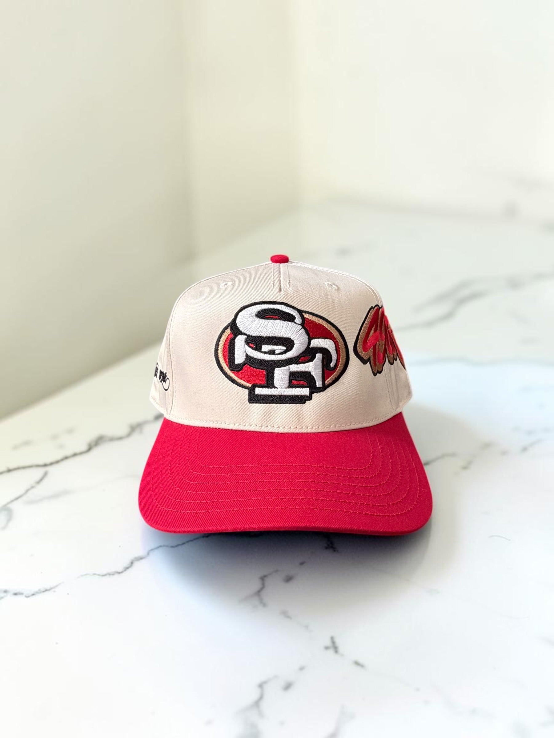 San Francisco 49ers SF Logo Custom Snapback Hat — Black/Red & Cream/Red