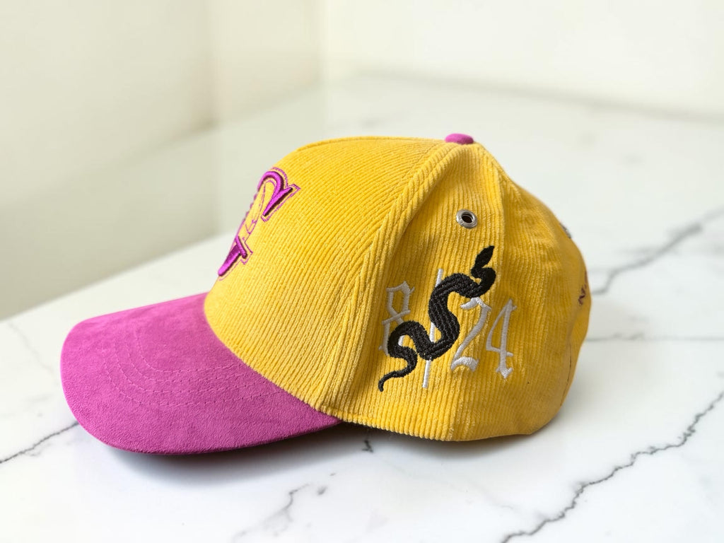 Yellow & Purple Corduroy Championship Snapback Hat
