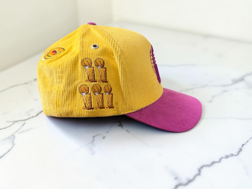 Yellow & Purple Corduroy Championship Snapback Hat