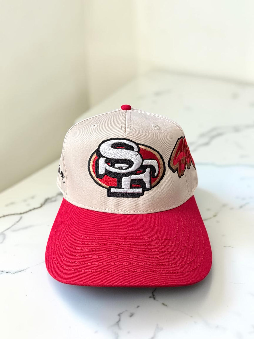 San Francisco 49ers SF Logo Custom Snapback Hat — Black/Red & Cream/Red
