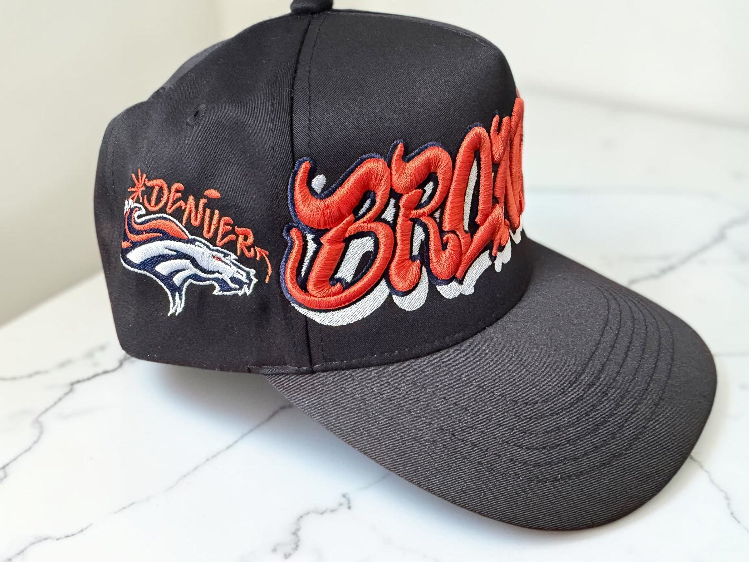 Denver Broncos “Broncos” Custom Snapback Hat — Multiple Colorways