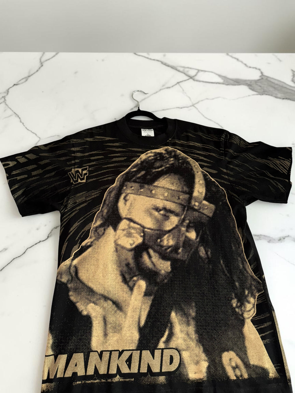 1996 WWF Mankind All-Over Print Wrestling T-Shirt