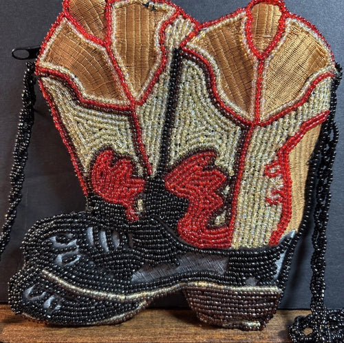 Beaded Cowboy Boot Micro Crossbody Bag