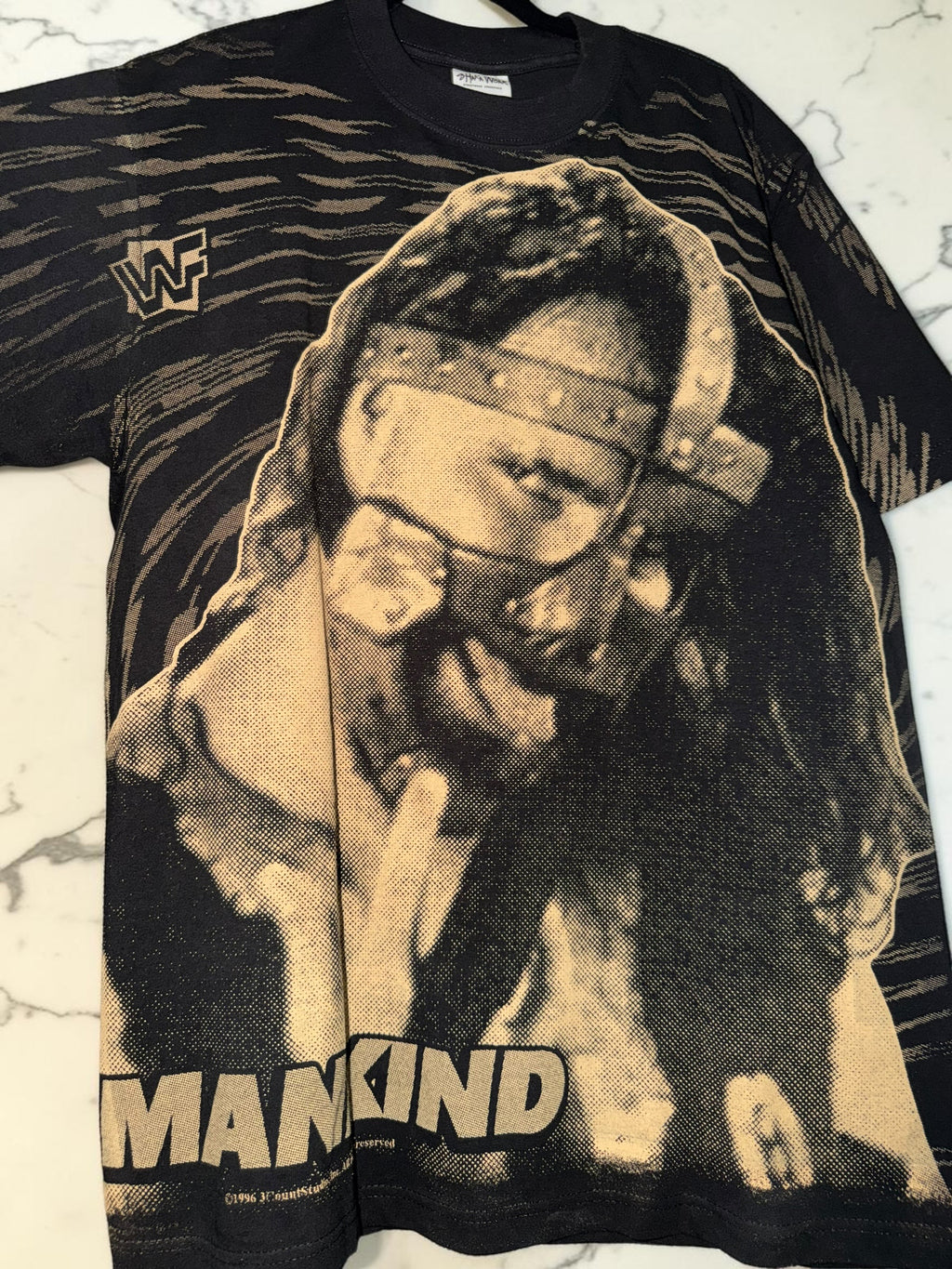 1996 WWF Mankind All-Over Print Wrestling T-Shirt