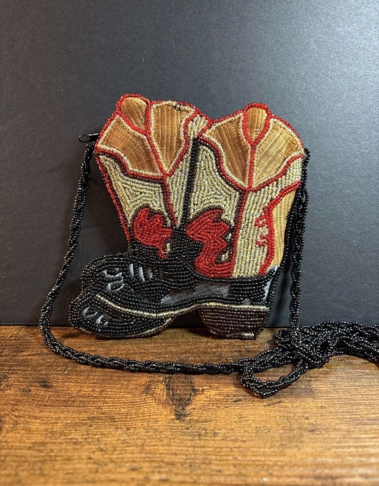 Beaded Cowboy Boot Micro Crossbody Bag