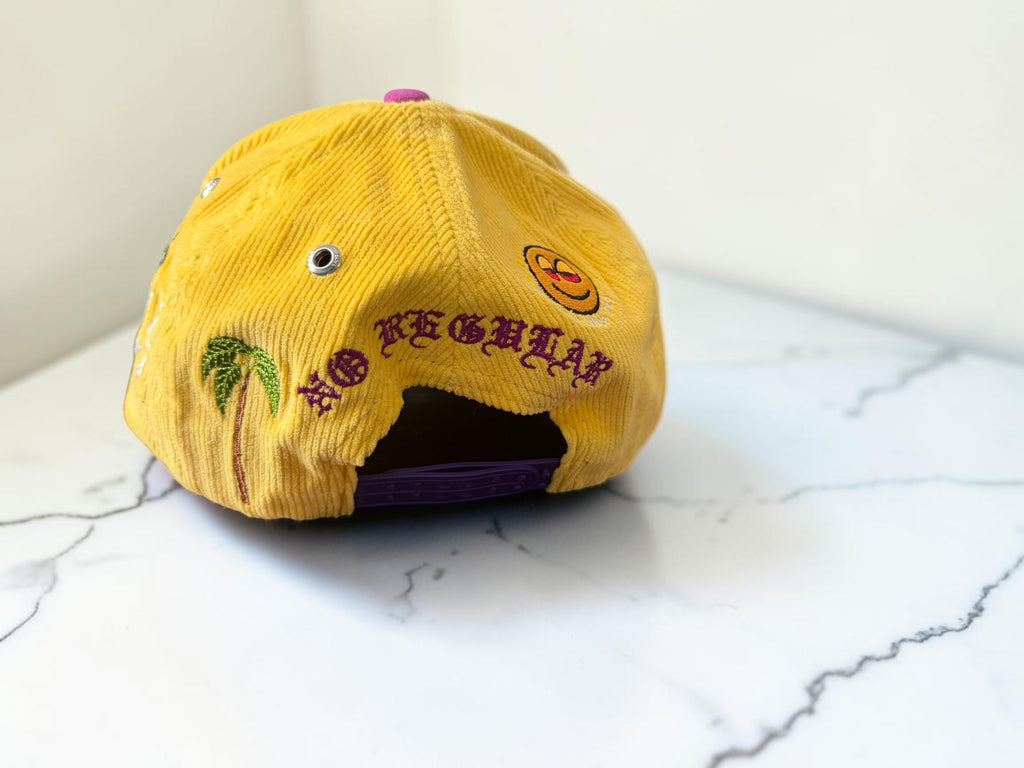 Yellow & Purple Corduroy Championship Snapback Hat