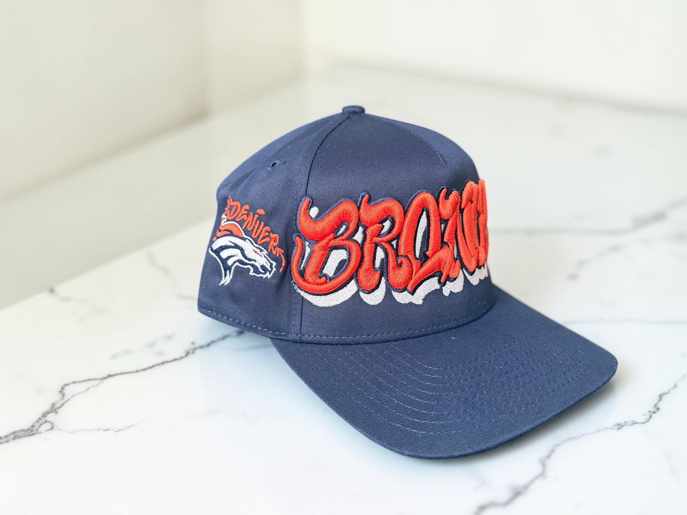Denver Broncos “Broncos” Custom Snapback Hat — Multiple Colorways