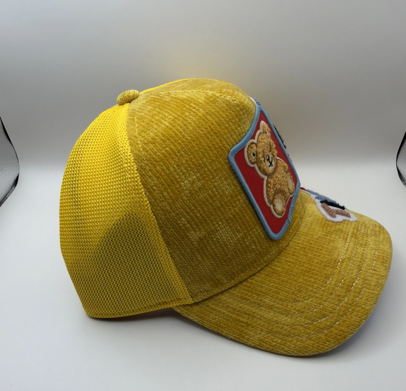 Goorin Bros Teddy Bear Patch Trucker Hat — Yellow/Multi — NWT
