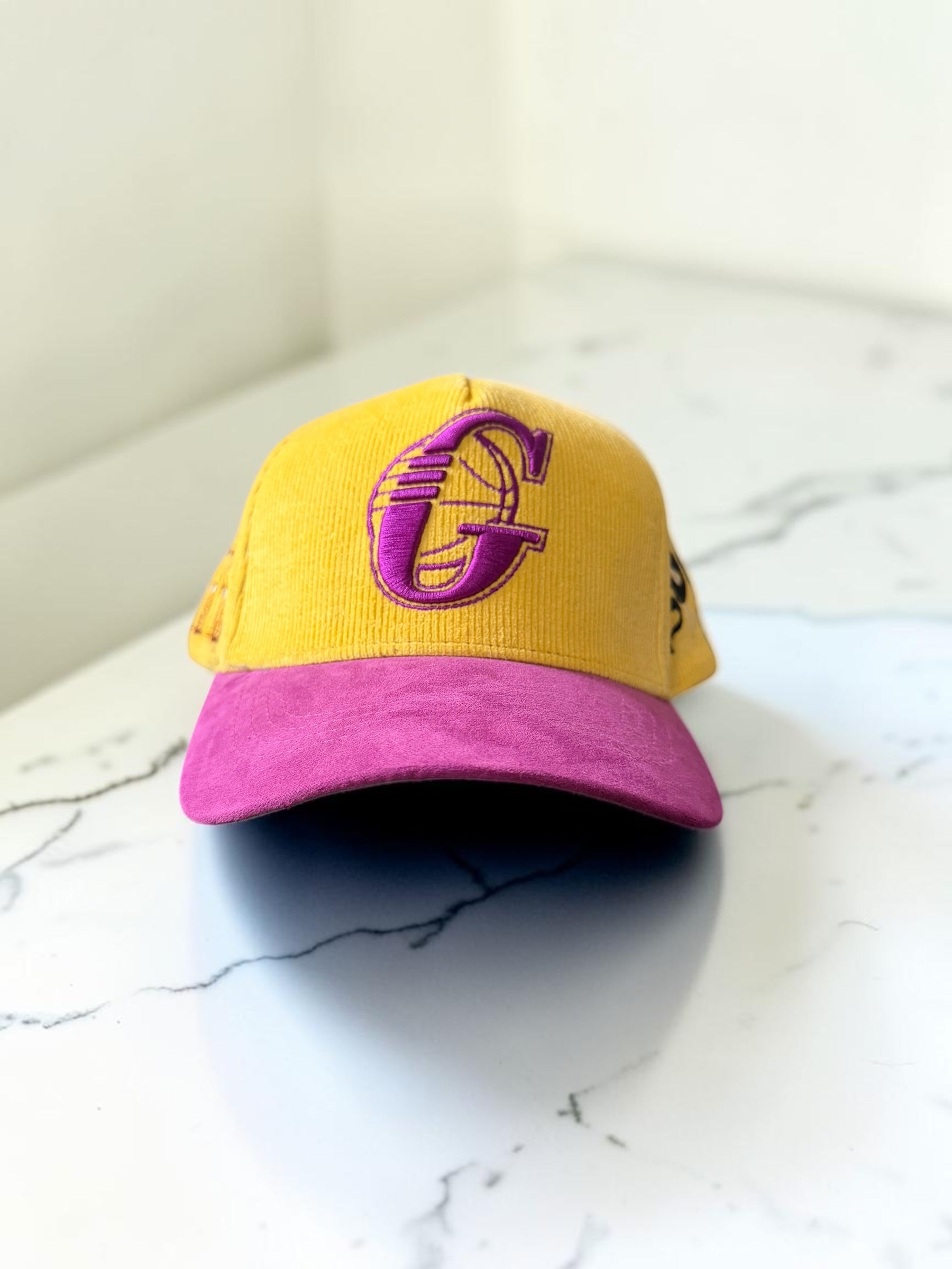 Yellow & Purple Corduroy Championship Snapback Hat