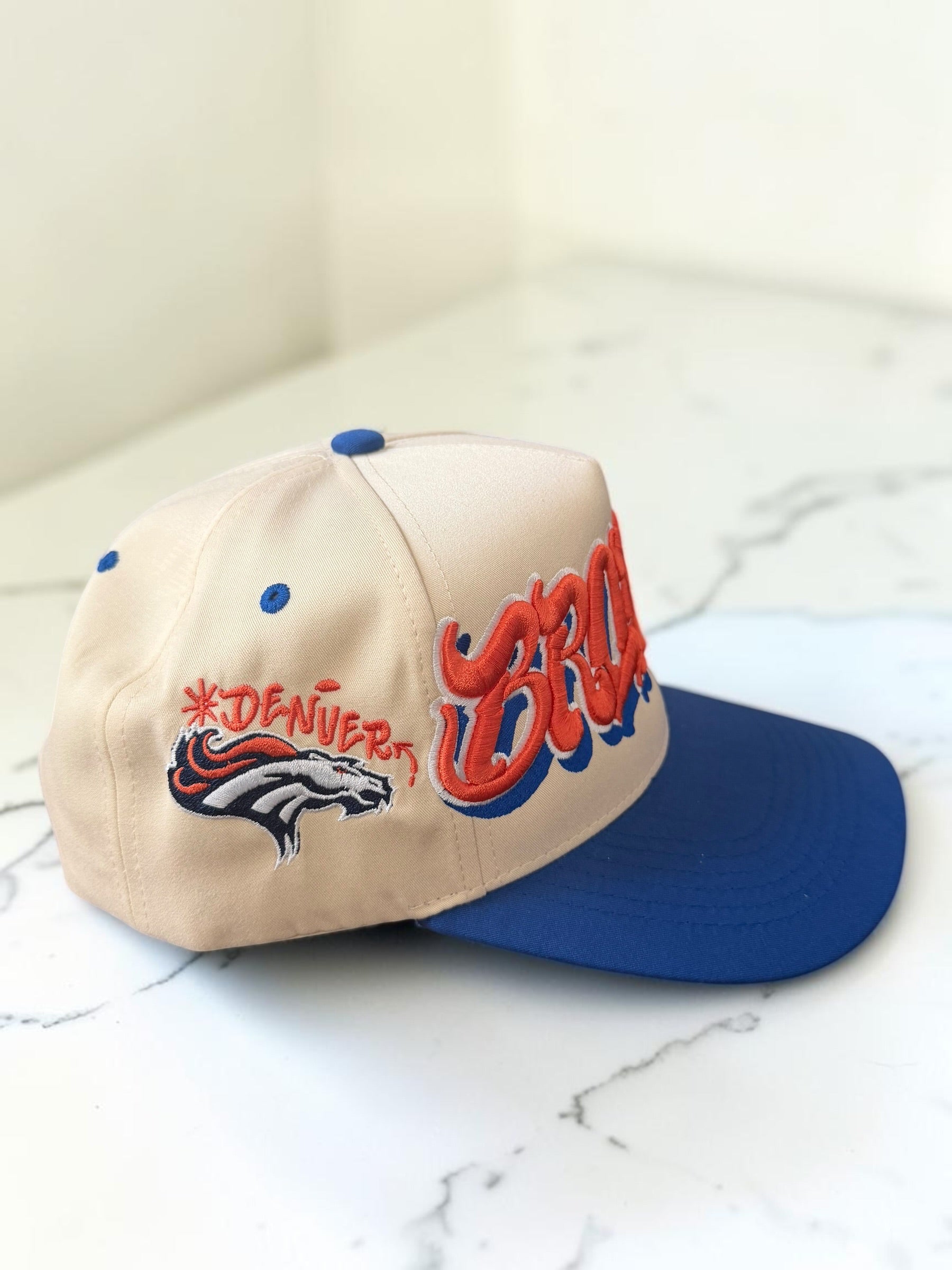 Denver Broncos “Broncos” Custom Snapback Hat — Multiple Colorways