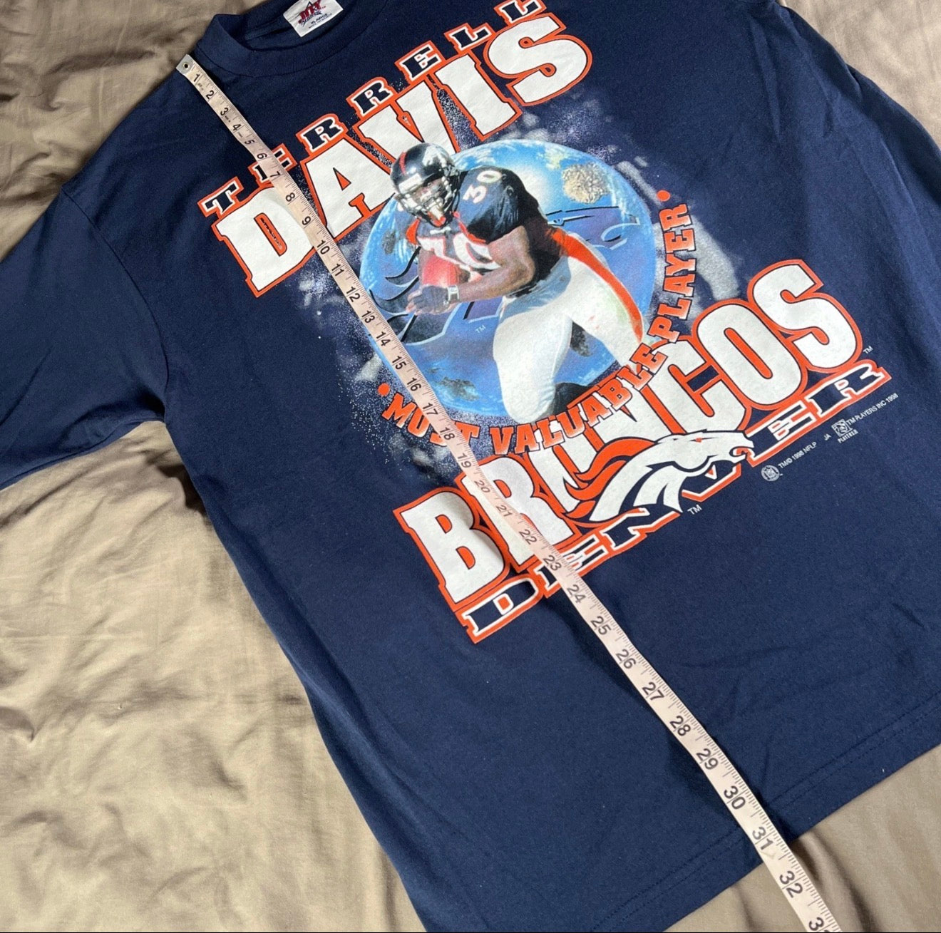 1998 Terrell Davis Denver Broncos MVP Graphic Tee — NWOT