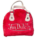 Von Dutch Red Faux Fur Logo Handbag