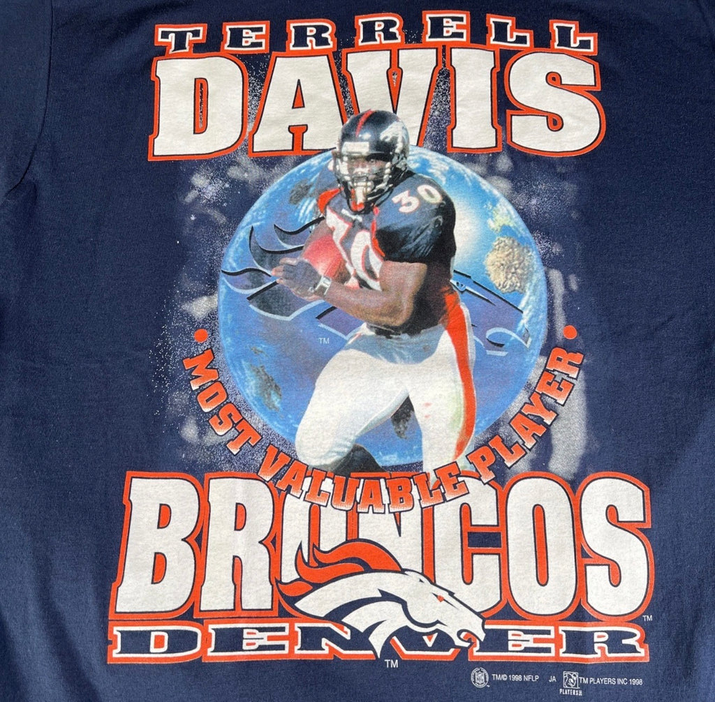 1998 Terrell Davis Denver Broncos MVP Graphic Tee — NWOT