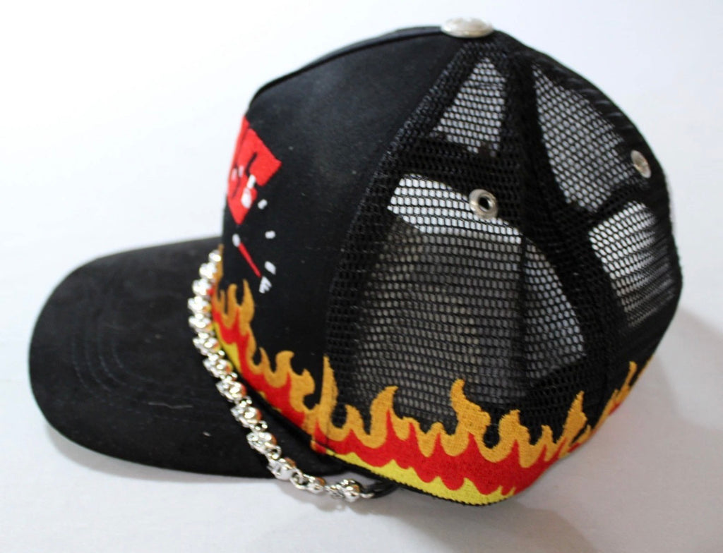 GAS Flame Skull Chain Mesh Trucker Hat — New