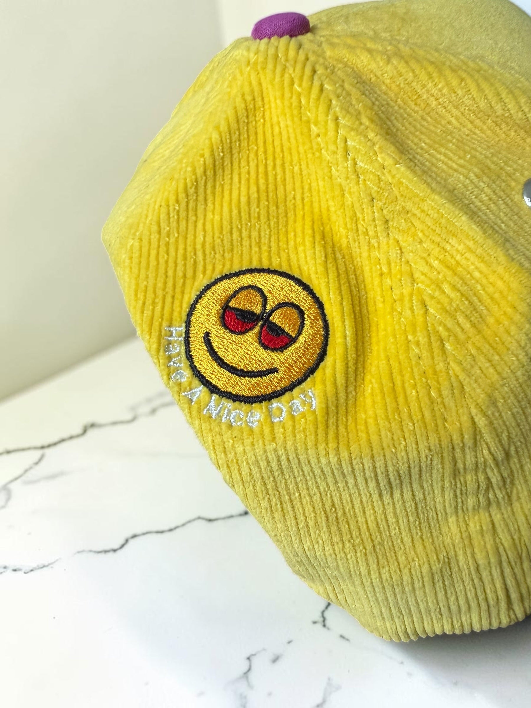 Yellow & Purple Corduroy Championship Snapback Hat