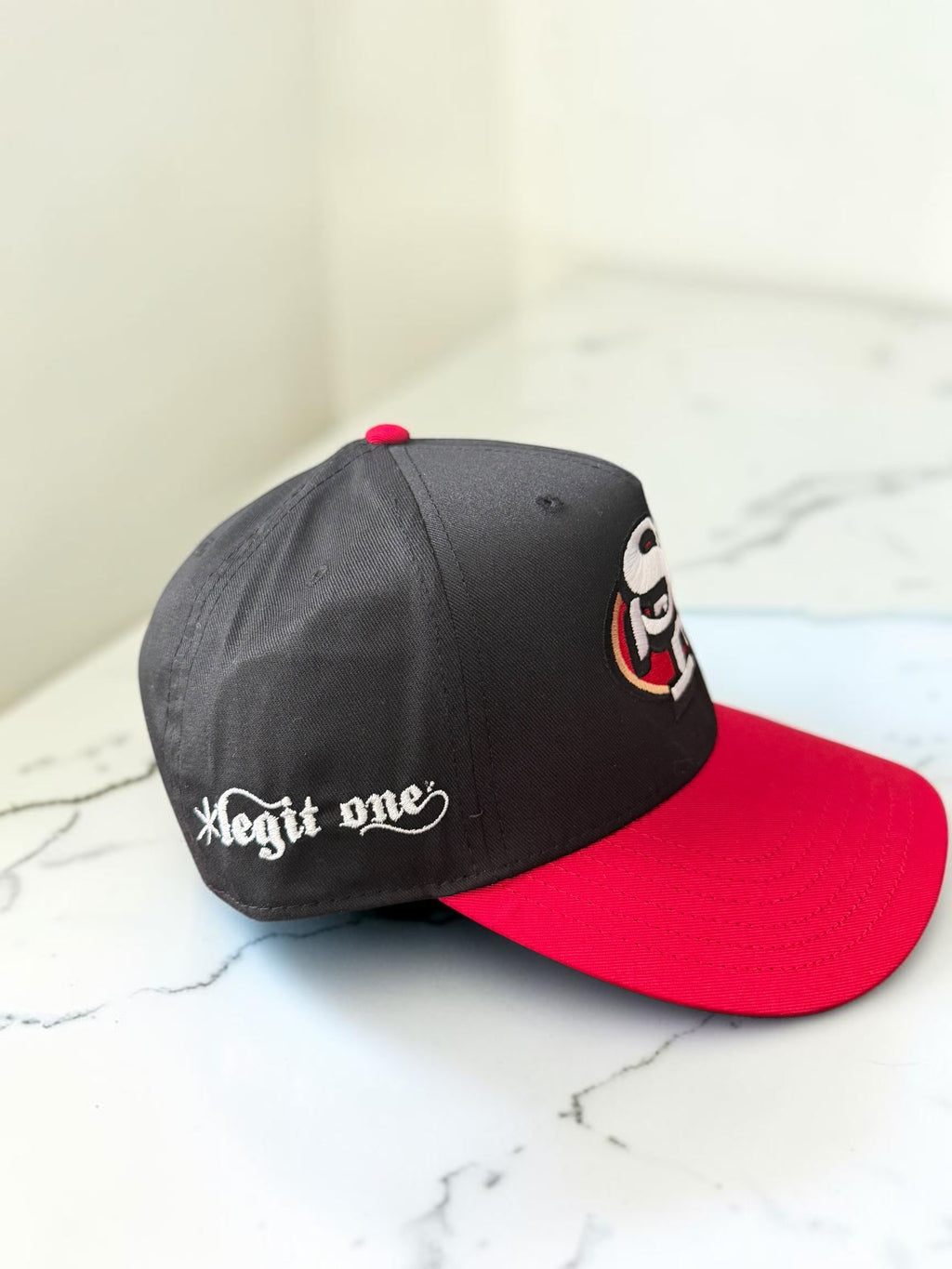 San Francisco 49ers SF Logo Custom Snapback Hat — Black/Red & Cream/Red
