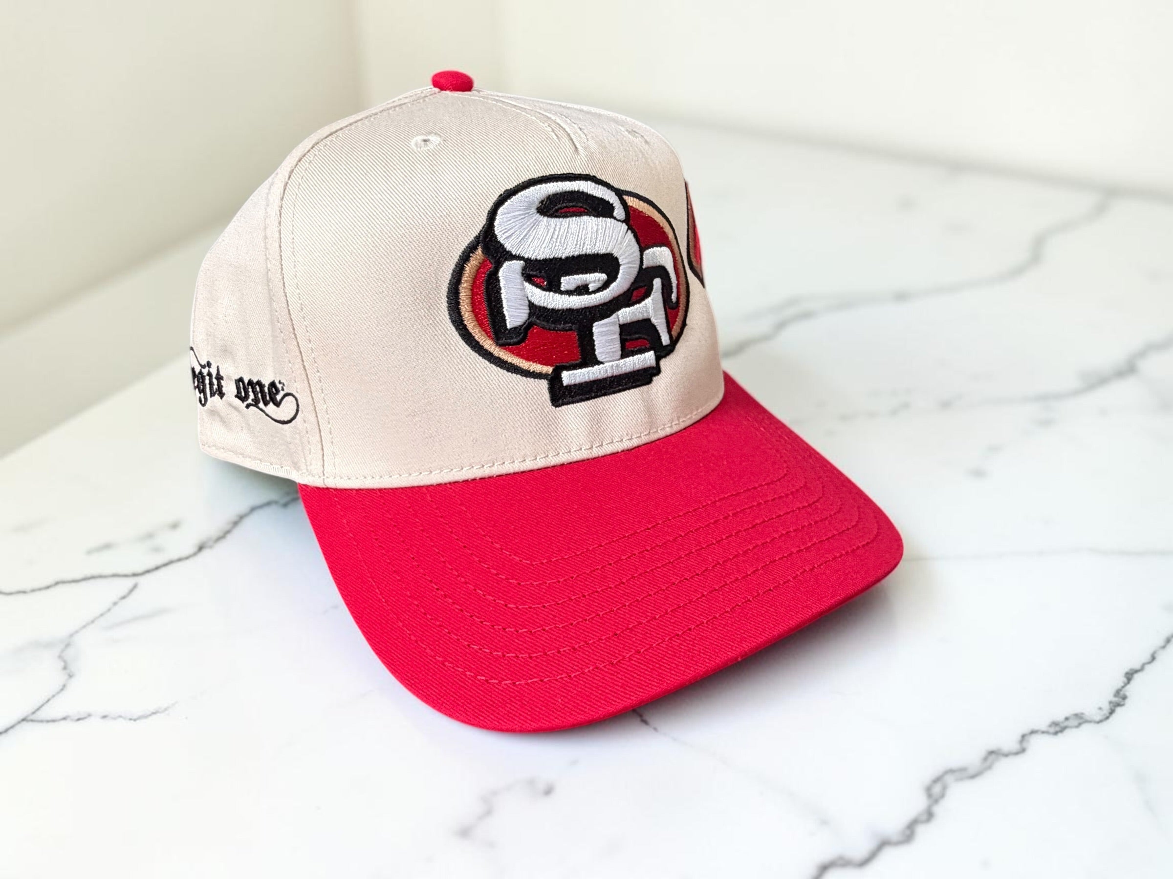 San Francisco 49ers SF Logo Custom Snapback Hat — Black/Red & Cream/Red
