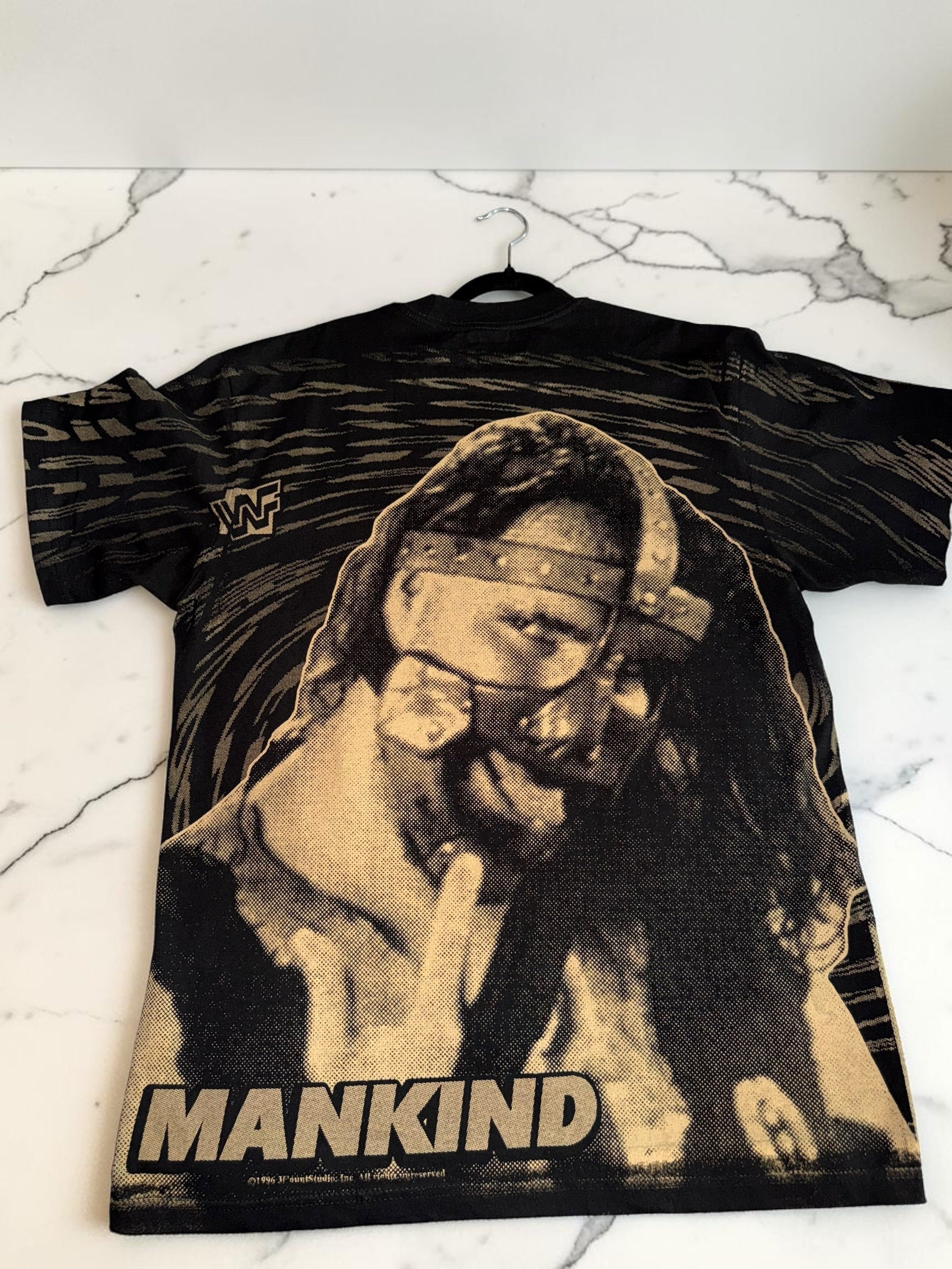 1996 WWF Mankind All-Over Print Wrestling T-Shirt