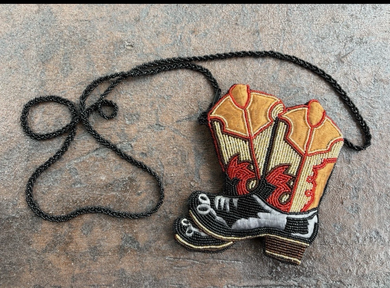 Beaded Cowboy Boot Micro Crossbody Bag