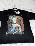 DRIPPING IN VINTY black cotton t-shirt featuring a vintage graphic of Cal Ripken Jr in his Baltimore Orioles uniform.