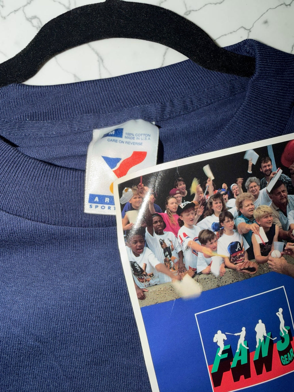DRIPPING IN VINTY navy blue 100% cotton vintage Denver Broncos t-shirt with crew neck and original tag