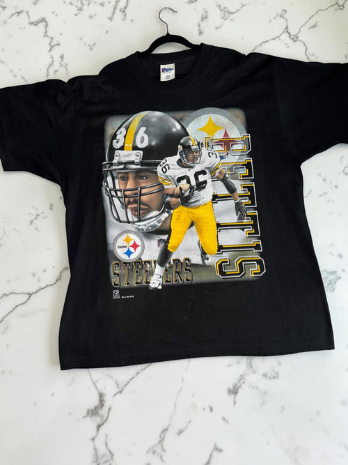 DRIPPING IN VINTY vintage black Pittsburgh Steelers cotton t-shirt with 90s Pro Player graphic print
